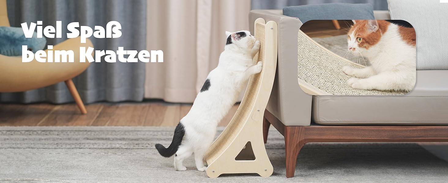 Котячий кігтеточка PETKARAY, L-подібний, з сизалю, з іграшкою мишкою, захист меблів, 25,6 дюймів