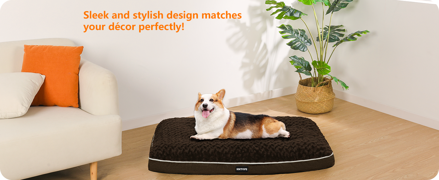 Ортопедичне ліжко для собак, матрац для собак з двошаровим дизайном, миється, знімний кошик для собак, 90 см для собак маленьких та середніх порід, коричневий L 89 x 59 x 10 см, коричневий