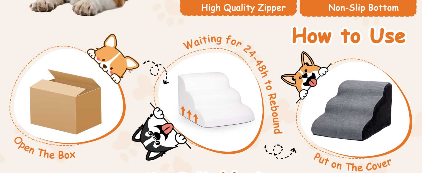 Сходинки для собак Nobleza – 3 сходинки, сірі, 35x56x40 см, з миючим покриттям та протиковзким дном