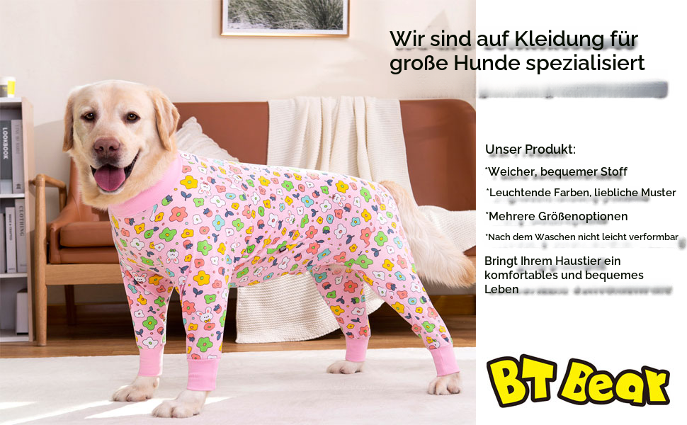 Комбінезон для собак великих порід BT Bear, захист суглобів, піжама для собак, теплий комбінезон для собак середніх та великих порід (5XL, червоний, на Новий Рік)