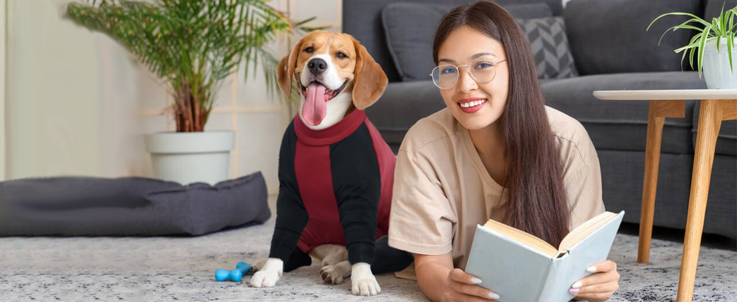 Комбінезон для собак Hjyokuso з ніжками, піжама для собак середніх порід, післяопераційний одяг для собак, червоний