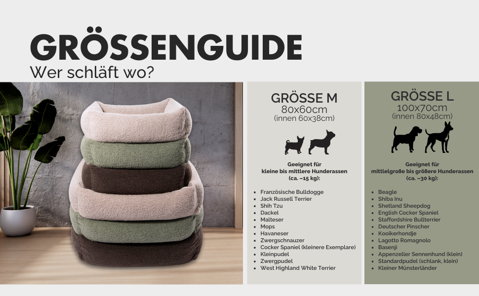 PAW WOW Sven: Ортопедичне ліжко для собак | З м'якої тканини-тедді | Для маленьких, середніх та великих собак (Оливковий, 80x60 см)