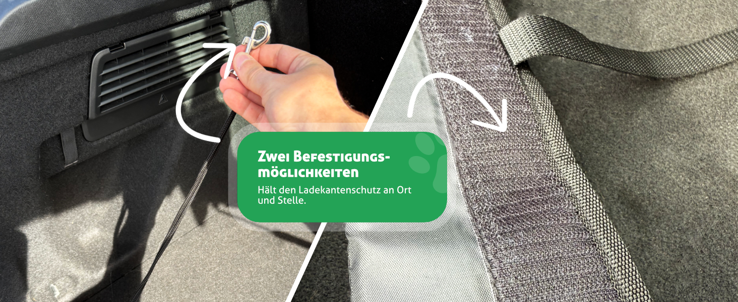 Захист краю багажника для автомобіля: міцний кріплення на липучці + гачки, захист для собак, килимок у багажник, захист краю багажника, ідеальна посадка, міцний матеріал, чорний колір