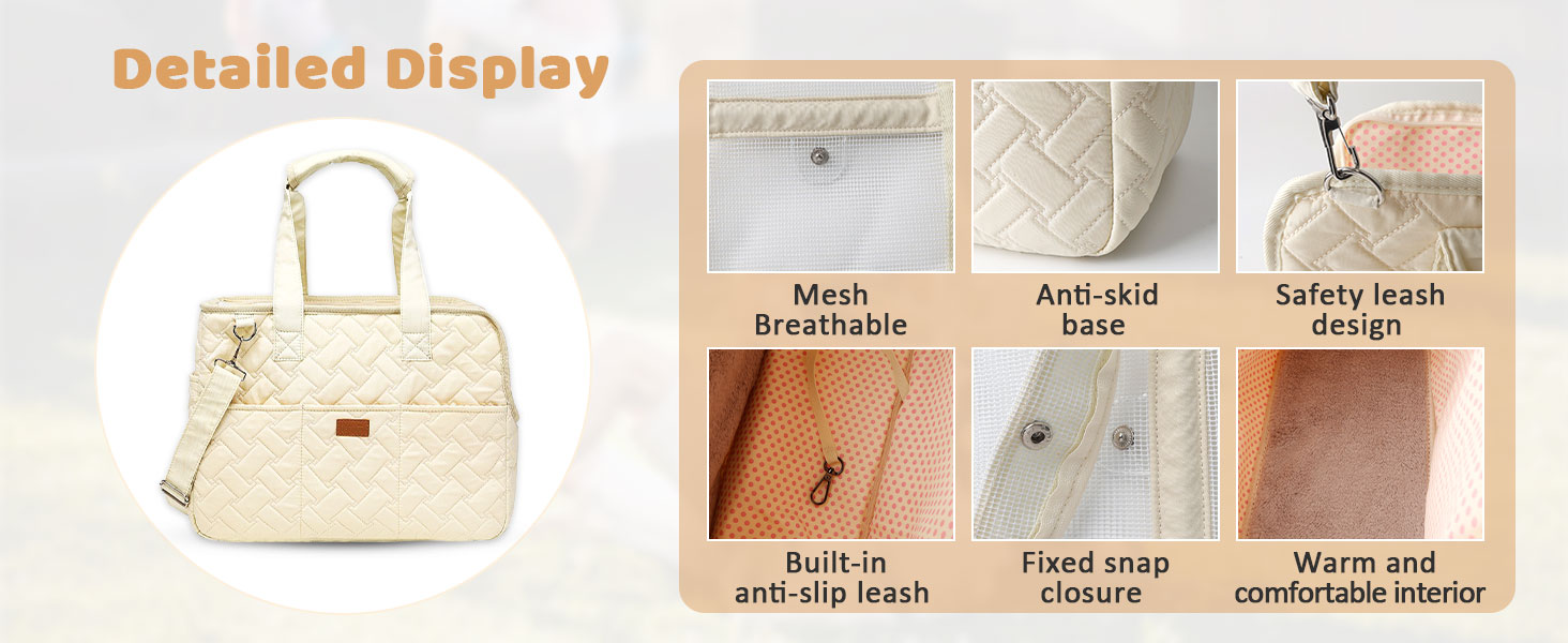 LCUHAVA Сумка-переноска для собак маленьких порід, до 5 кг, 41 x 30 x 18 см, складана, дихаюча, з ременем безпеки, для собак, кроликів, котів