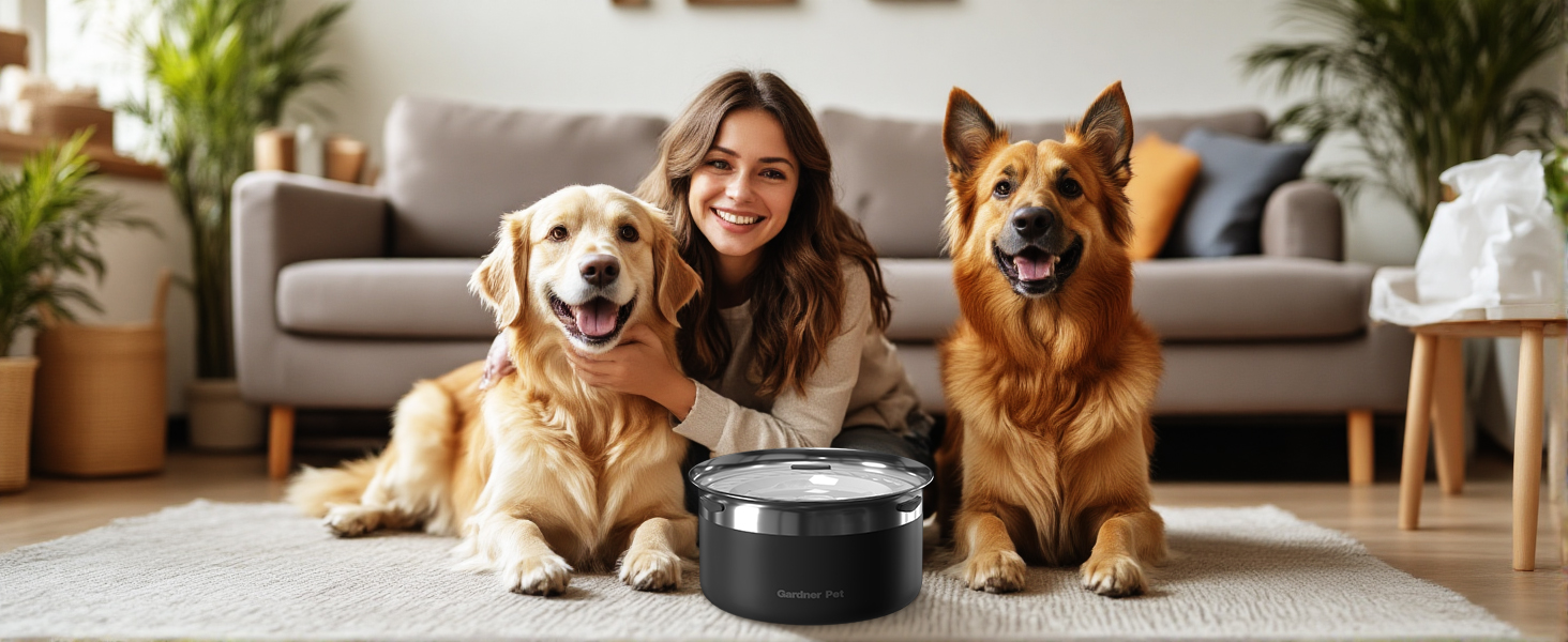 Нержавійна миска для води для собак Gardner Pet 3,85 л, проти протікання, без облизування, для великих собак, підходить для дому та вулиці