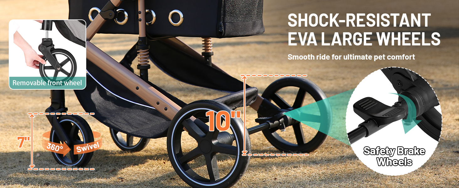 Візок для собак та котів EchoSmile 20 кг, 4-в-1, чорний: складаний, з колесами 360°, сітчастими вікнами