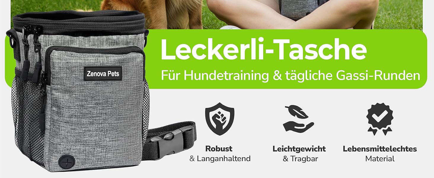 Сумка для ласощів для собак – практична сумка для тренувань з додатковим поясом – сумка для корму для собак, сумка для тренувань та прогулянок – міцна, водостійка сумка для ласощів для собак для подорожей