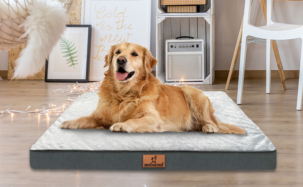 Ортопедичне ліжко для собак великих порід, м'яке, дихаюче, знімний чохол, антиковзаюче дно, сіре, 76x50x8 см