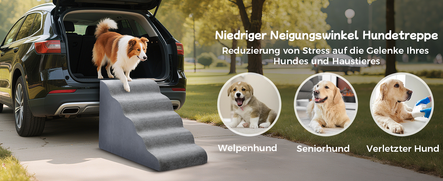 Сходинки для собак 5-ступеневі, 60 см - для дивана та високого ліжка, з антиковзким покриттям, підходять для маленьких тварин та котів з артритом