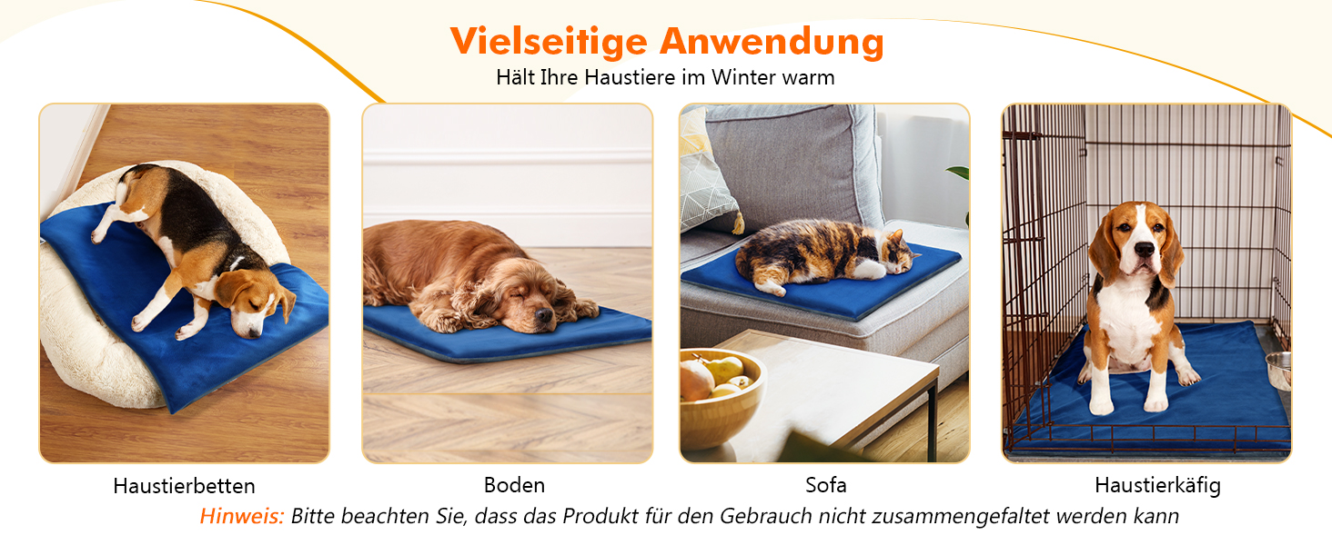 Електричний килимок для домашніх тварин Pecute - нагрівальний килимок для собак і котів з постійною температурою (M, 40x50 см)