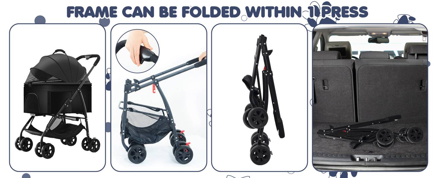 Візок для собак Siairo 3-в-1, чорний: візок, переноска, автокрісло, до 20 кг