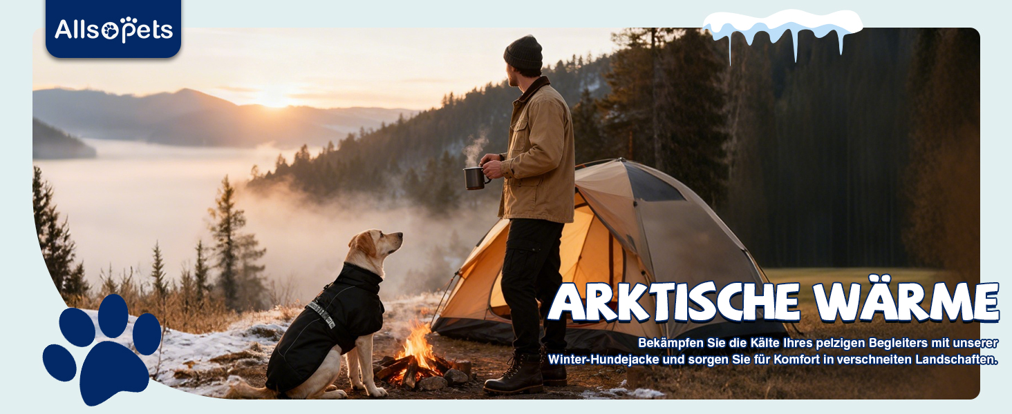 Зимовий теплий одяг для собак ALLSOPETS: куртка з відбиваючими елементами, великий розмір (3XL), Marineblau