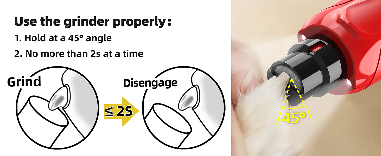 Електричний точило для кігтів собак Casfuy - 6 режимів, 45 дБ, з LED-підсвічуванням, для собак та котів великих, середніх та малих порід. Червоний