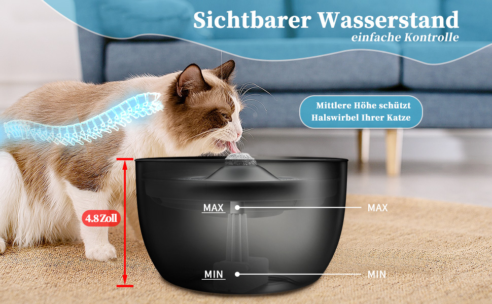 Автоматичний фонтанчик для котів Katzenbrunnen 3L з тихою помпою, фільтром та індикатором рівня води