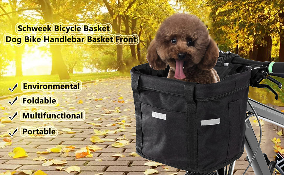 Фалцфальтерний велосипедний кошик для собак, передній велосипедний кошик, легко встановлюється, знімний велосипедний кошик-сумка, з адаптером керма для маленьких собак, для покупок, пікніків (червоний)