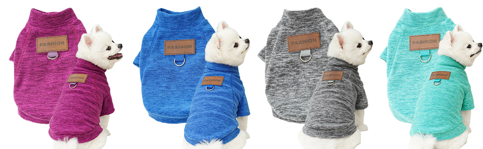 Пуловери для собак - 2/3 шт. з флісу, теплі, з високим коміром, для маленьких собак, кошенят, зимовий одяг для тварин (B-Сірий, фіолетовий, синій, XL)