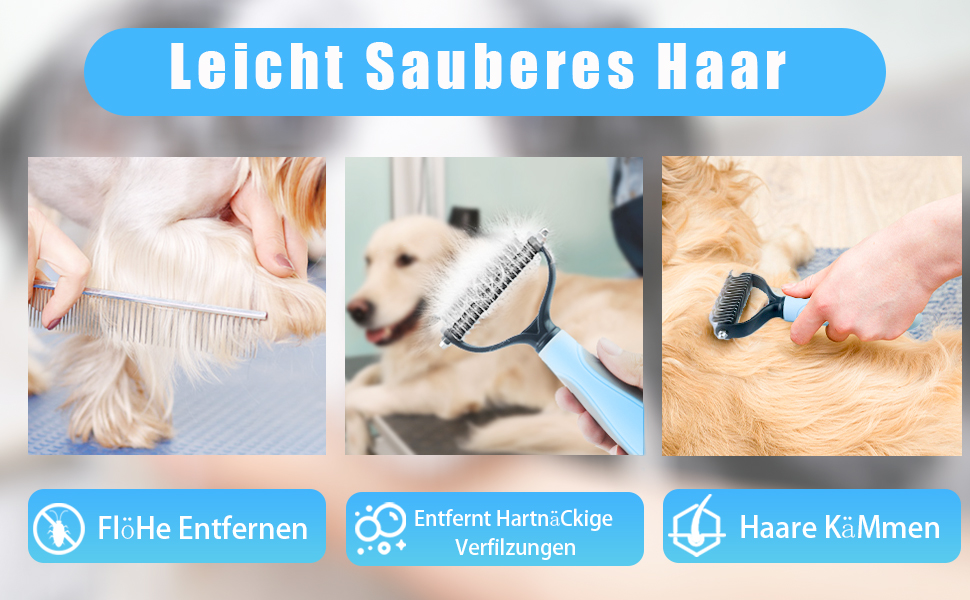 Щітка для собак та котів з довгим хутром, 17+9 двосторонні щітки для підшерстя, гребінець для собак з нержавіючої сталі