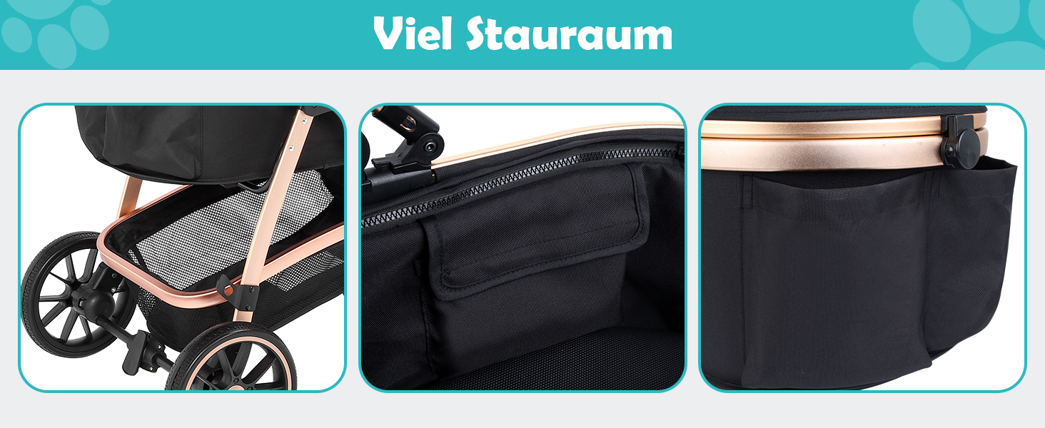 Візок для собак DAISTERN, чорний, до 25 кг, 4-в-1, алюмінієвий, з поворотним колесом EVA та гальмом