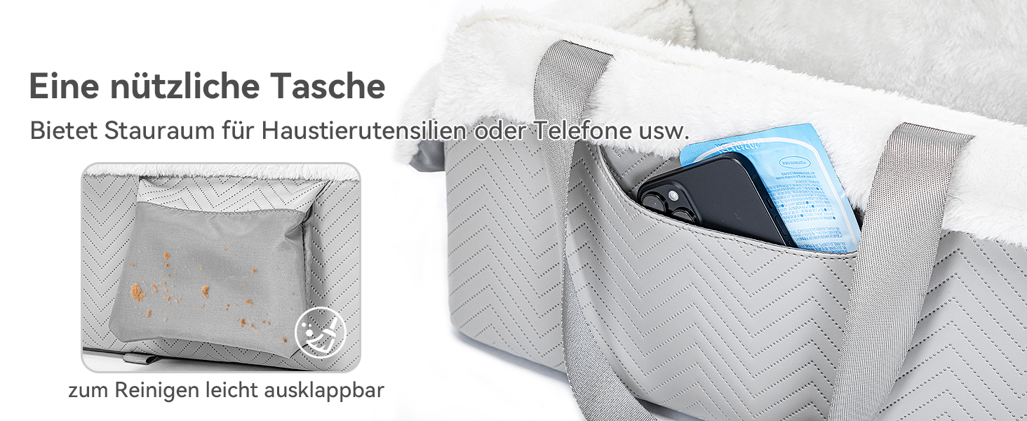 Автокрісло для собак PETSFIT, сіре та біле, для маленьких собак до 5 кг, з безпечними ременями та знімним м'яким сидінням