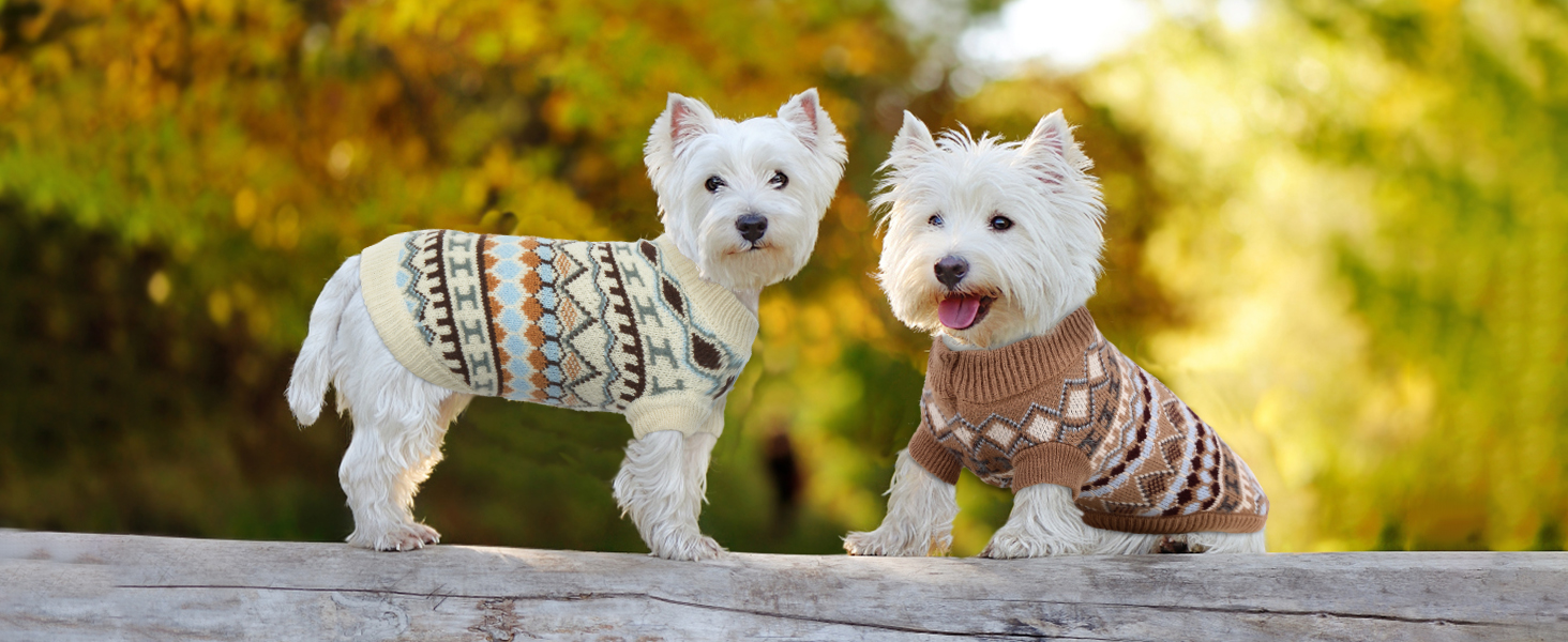 Теплий пуловер для собак - Boho стиль, різдвяний, з отвором для повідка, для чихуахуа, йоркширського тер'єра, джек-рассела, XS, колір кава