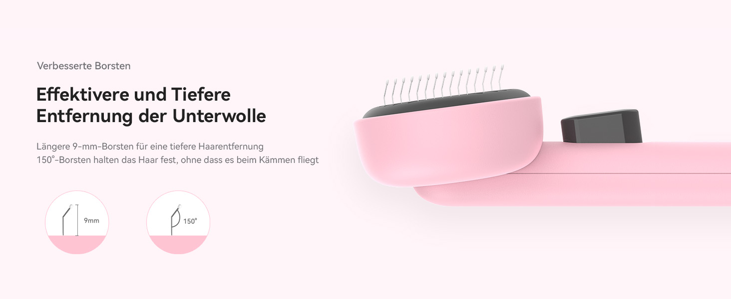 Щітка для котів Aumuca з кнопкою витягування, для довгої та короткої шерсті, універсальна для домашніх тварин, щітка для котів для видалення відмерлого хутра та масажу, рожева