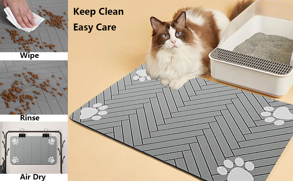 Килимок для годівлі котів та собак, суперпоглинаючий, неслизький, 40 x 60 см, сірий (30)
