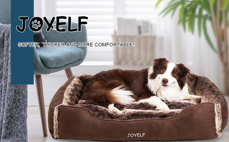 Крісло-ліжко для собак середнього розміру Joyelf з пральним покриттям. М'яке диванчик для котів та собак з іграшкою. Розмір: 76 x 56 x 18 см