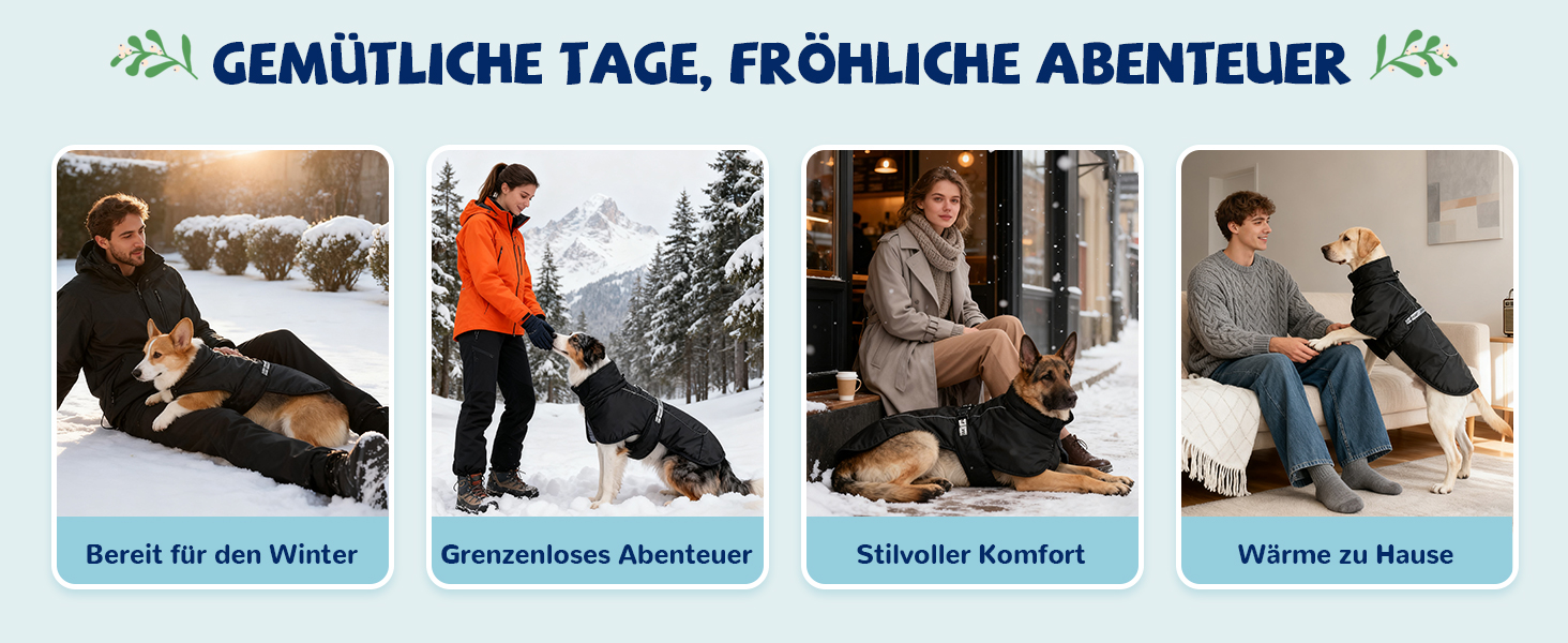 Зимовий теплий одяг для собак ALLSOPETS: куртка з відбиваючими елементами, великий розмір (3XL), Marineblau