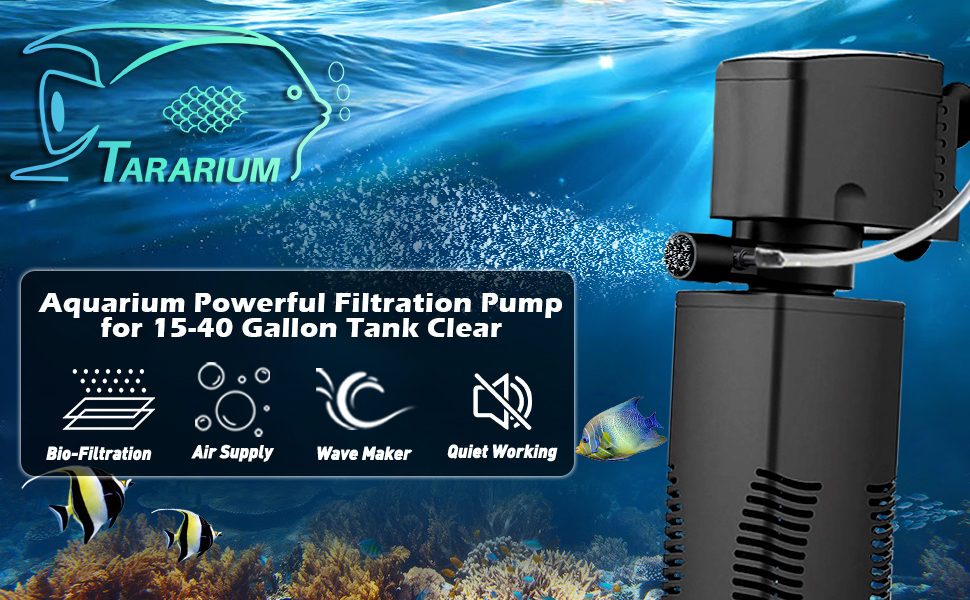 Акваріумний фільтр-насос для акваріумів 55-150 літрів. Внутрішній фільтр з біо-губкою, 600 л/год, для прісної та морської води. Помпа для акваріума, ставка, струмок. JP-022F