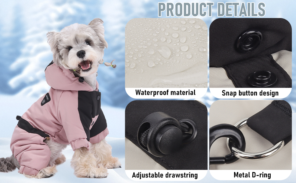 Водонепроникний зимовий теплий халат для собак з капюшоном, повний халат, захист від снігу, регульований (Бежевий, M)