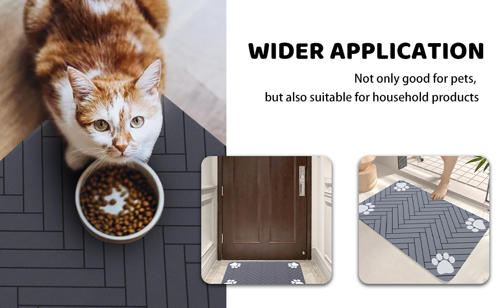 Килимок для годування собак та котів, суперпоглинаючий, неслизький, швидковисихаючий, легко миється (Темно-сірий, 40x60 см)