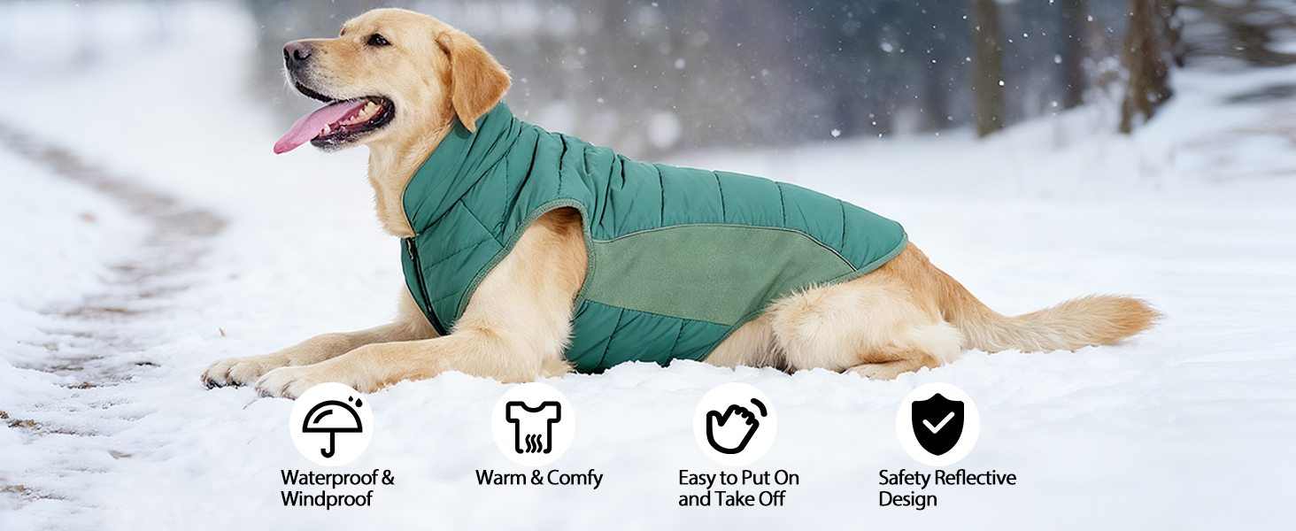 Водонепроникний собачий дощовик/куртка Poiinvc з отвором для шлейки, світловідбиваючий, теплий, для собак S-XXXL, зелений