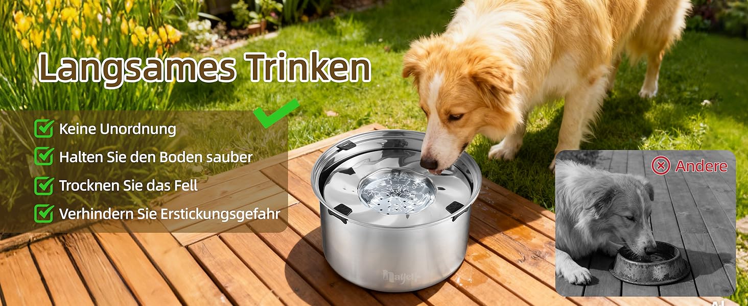 Нержавійна миска для собак великих і середніх порід 5.6л, проти протікання, для води, миска для собак, можна мити в посудомийній машині