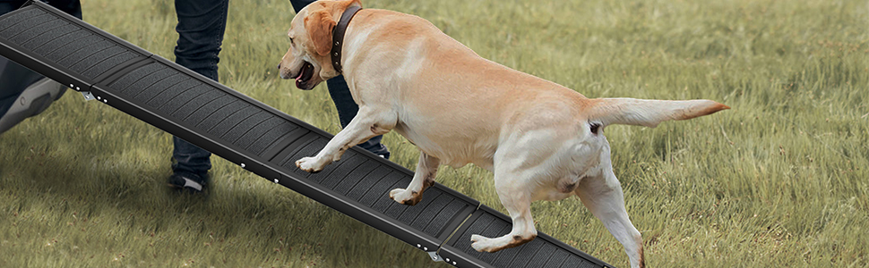 Складні пандуси для собак, 157 см - пандус у багажник для авто, вантажівок та SUV, до 110 кг, легкий, стабільний, антиковзкий - чорний