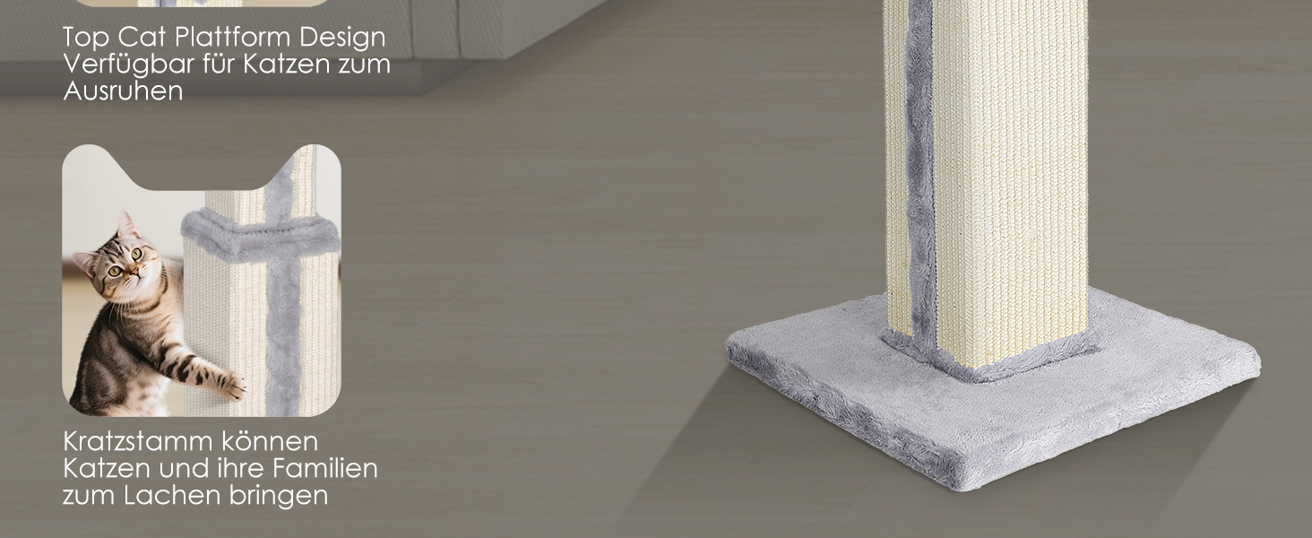 Котячий будиночок-когтеточка Eukue 80 см: велика платформа, мотузка з сизалю, стабільна база. Ідеально для кошенят та дорослих котів. Білий когтеточний комплекс