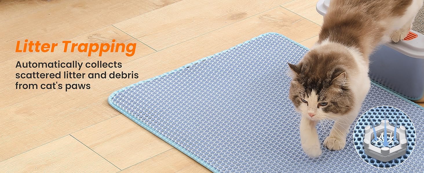 Килимок для котячого туалету Petinstinct, 116x66 см, блакитний, водонепроникний