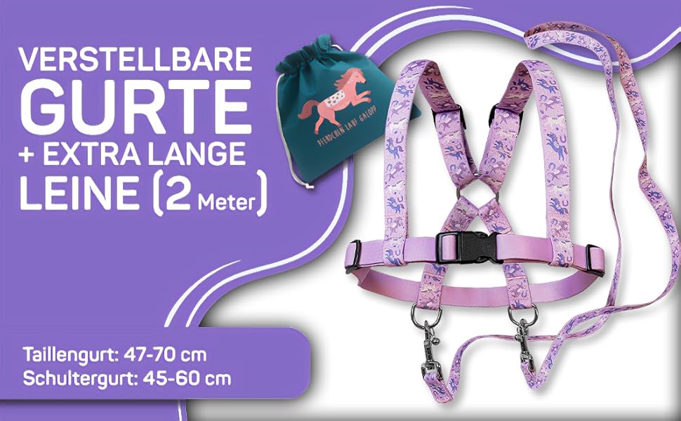 Jubi® Синя поводи для коней для дітей - регульовані розміром для ідеальної посадки та сумка для зберігання - екіпірування для коней для дітей/іграшки для коней