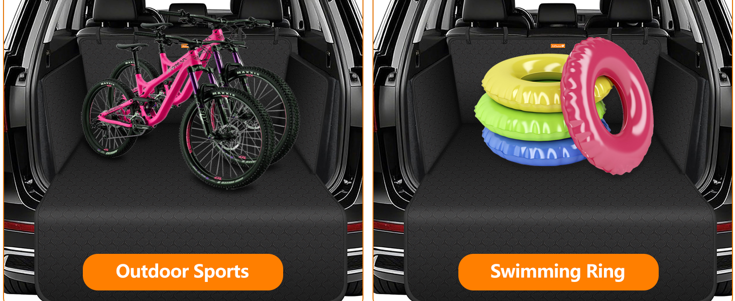 Захист для багажника автомобіля Alfheim для собак - водовідштовхувальний та легкий у догляді - універсальний. Килимок у багажник з захистом краю вантажного отвору (чорний, потовщений)