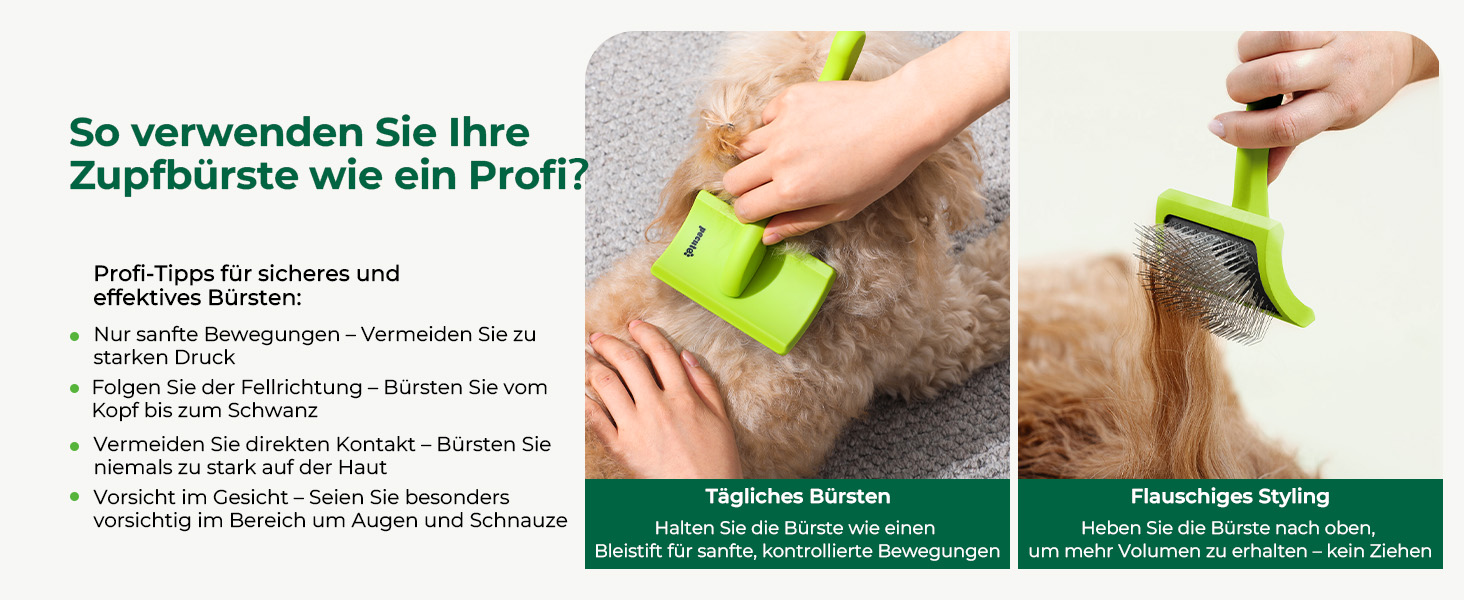 Перукарська щітка Pecute Licker Bürte Profi для собак з довгим хутром: видаляє підшерсток, ковтуни та розплутує шерсть (25 мм, 15 мм, з клейкими кульками)