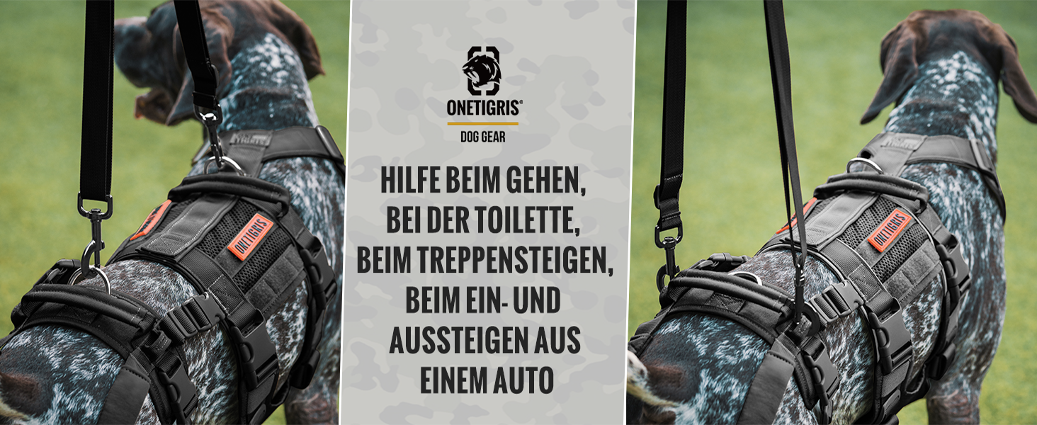 Нагрудник для собак OneTigris SKYEWALKER, регульований підтримуючій нагрудник з 2 ручками для собак середнього та великого розміру, чорний L
