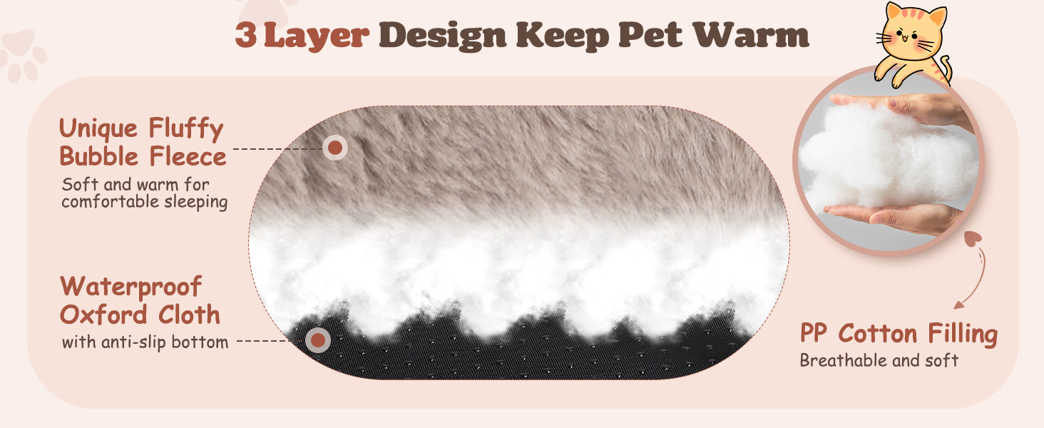 Ліжко для котів Nobleza, м'яке та пухнасте, 50 x 40 см, коричневе. Також підходить для маленьких собак. Легко миється, не слизьке.