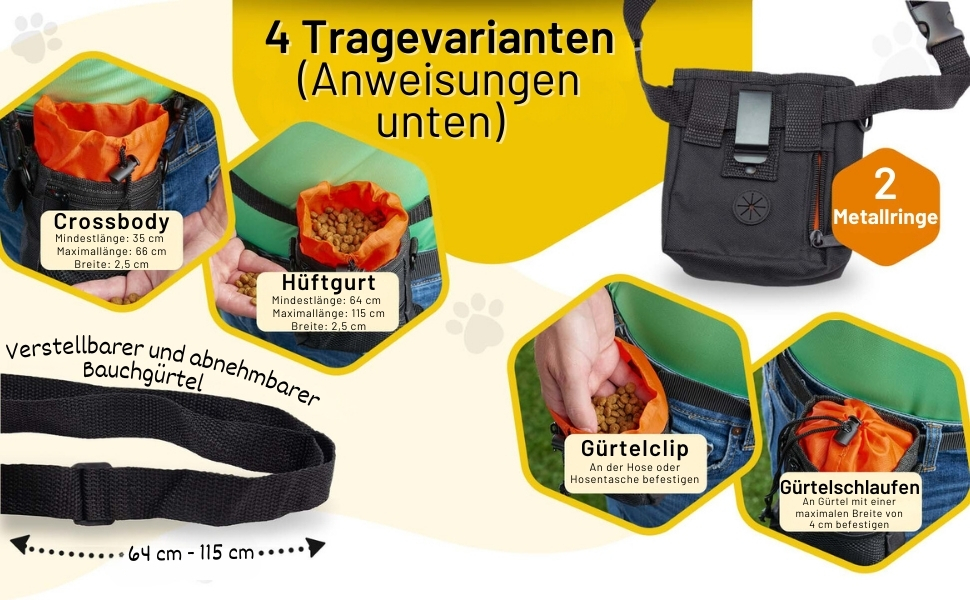 Сумка для ласощів для собак Hundefreund | Зручна сумка для тренувань з 4 відділеннями (14 x 11 x 4 см)