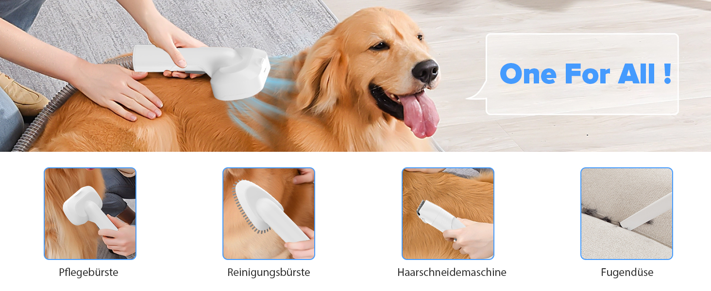 Машинка для стрижки собак зі вбудованим пилососом, 13000Pa, тиха, для собак та котів, 7 насадок, контейнер для сміття 2L