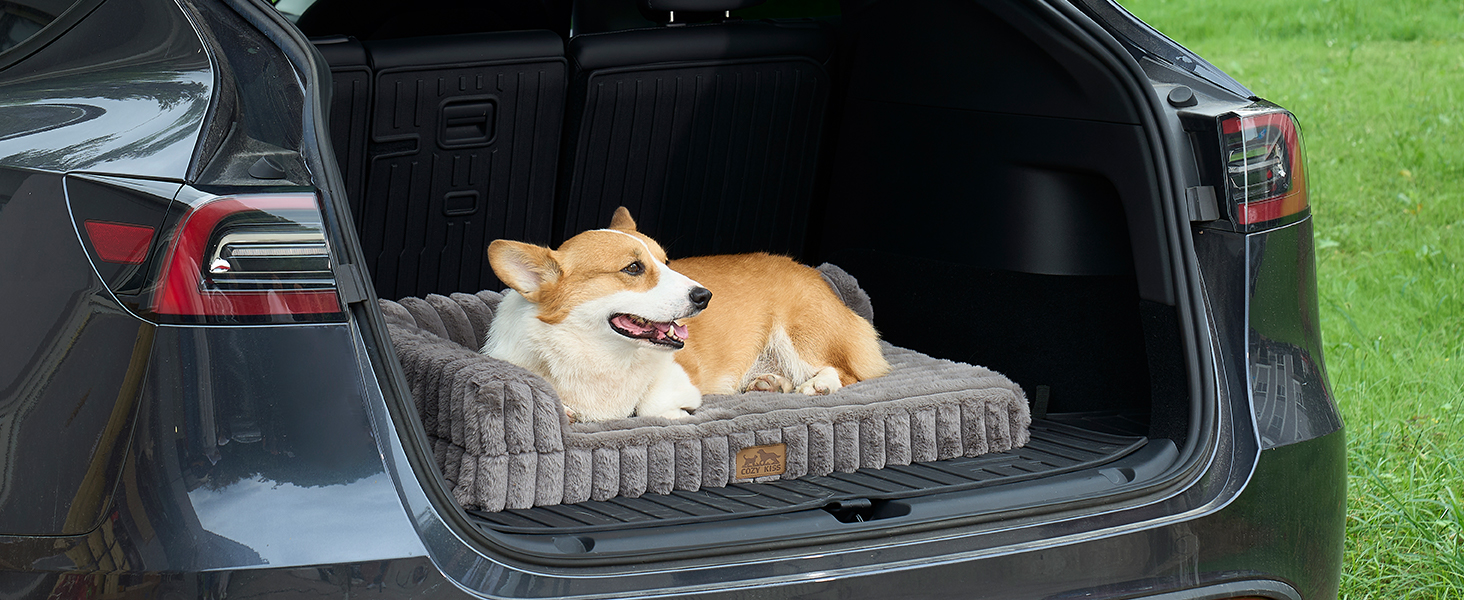 Ортопедичне ліжко для собак з штучним хутром, L-подібне, 76x51x15 см, Бежеве