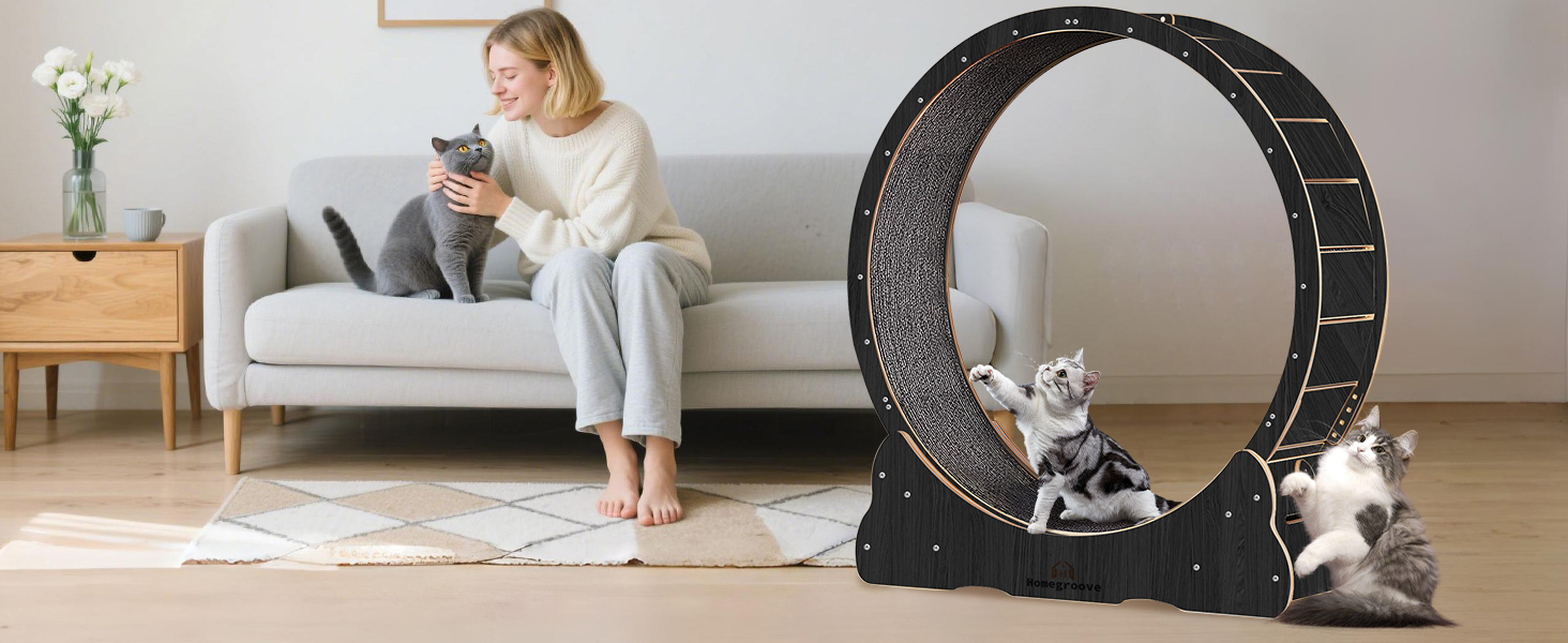 Катання для котів Homegroove, 113 см, XL: бігове колесо для дому, для зниження ваги та здоров'я котів