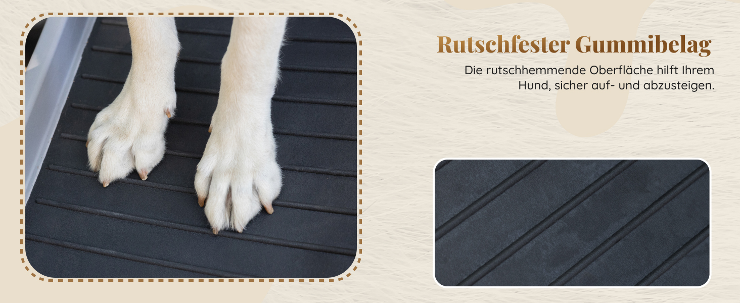 Рампа для собак у машину, складана – 174 см, 38 см – протиковзка гумова поверхня, для великих собак – стійка сходинка для авто та SUV – вантажопідйомність 136 кг – чорна (світло-сіра)