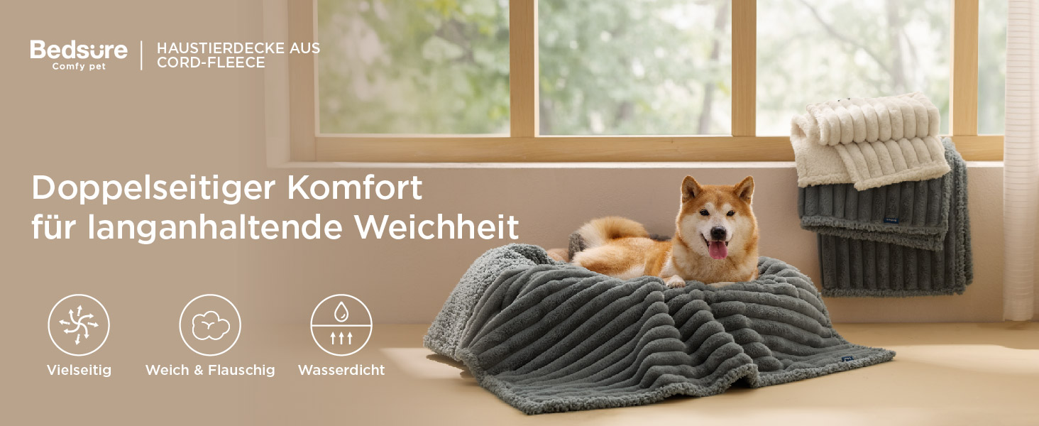 Водонепроникний коврик для собак BEDSURE 152x203 см - м'який, миючий, для великих собак, сірий