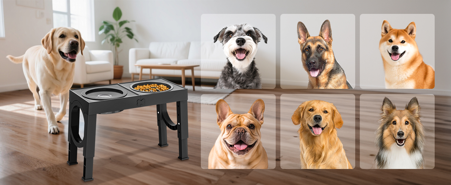 Набір мисок для собак X XBEN 3-в-1: миска для води з захистом від пролиття 1.4L, миска від захлистування 1L, годівниця з 5 рівнями регулювання висоти для середніх та великих собак, нековзна годівниця, рожевий колір