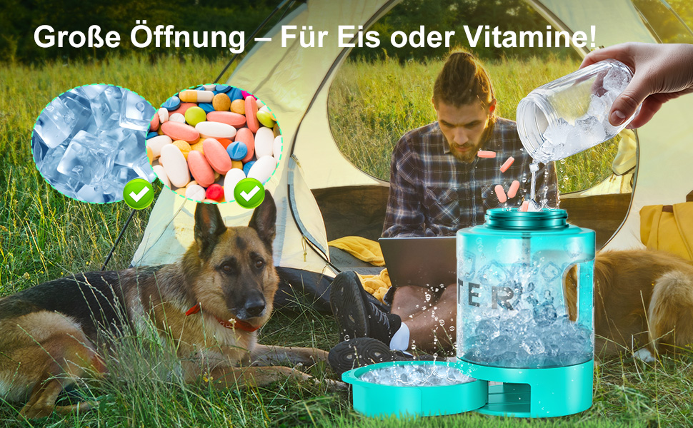 Турбопляшка для собак Lesotc 2200 мл: велика, портативна, для подорожей та кемпінгу (м'ятний)