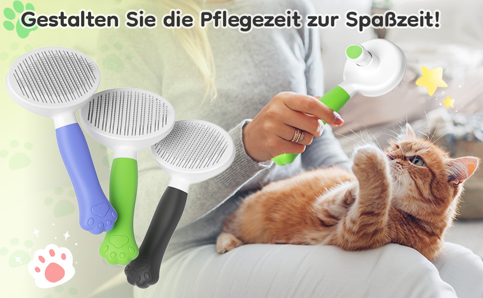 Щітка для котів та собак з самоочищенням, милий ручка-кіготь, видаляє шерсть, підходить для короткого та довгого волосся, зелена, універсальний розмір